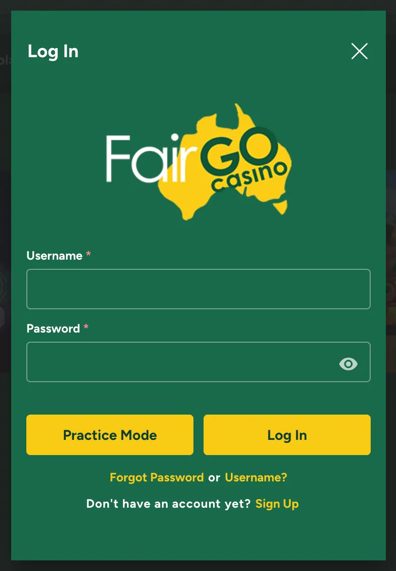 Fair-Go-Casino login page